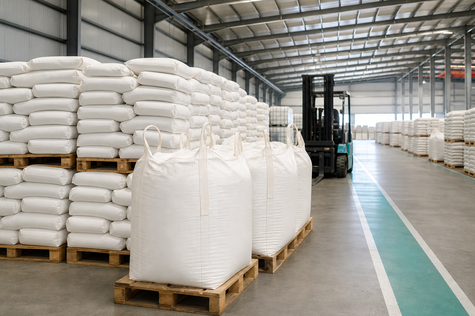 Chinese titanium dioxide exporter warehouse with palletized TiO2 bags